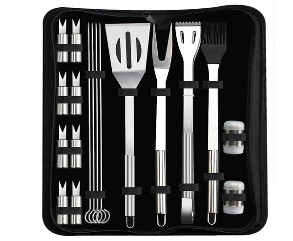 Set Barbecue 18 Pezzi In Acciaio Inox - Kit Completo Utensili Da Grill Per Esterno - Foto 3