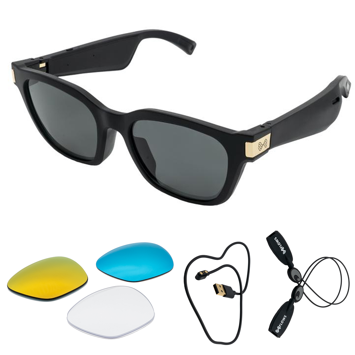 goggles bluetooth BLUETOOTH AUDIO SUNGLASSES FLOWS BANDWIDTH BRUNOS Matte Black