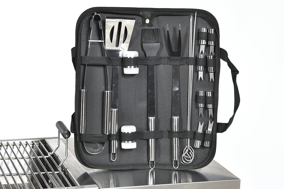 BBQ Grill Tools Set with 18 Barbecue Accessories - Stainless Steel Utensils  with Bag